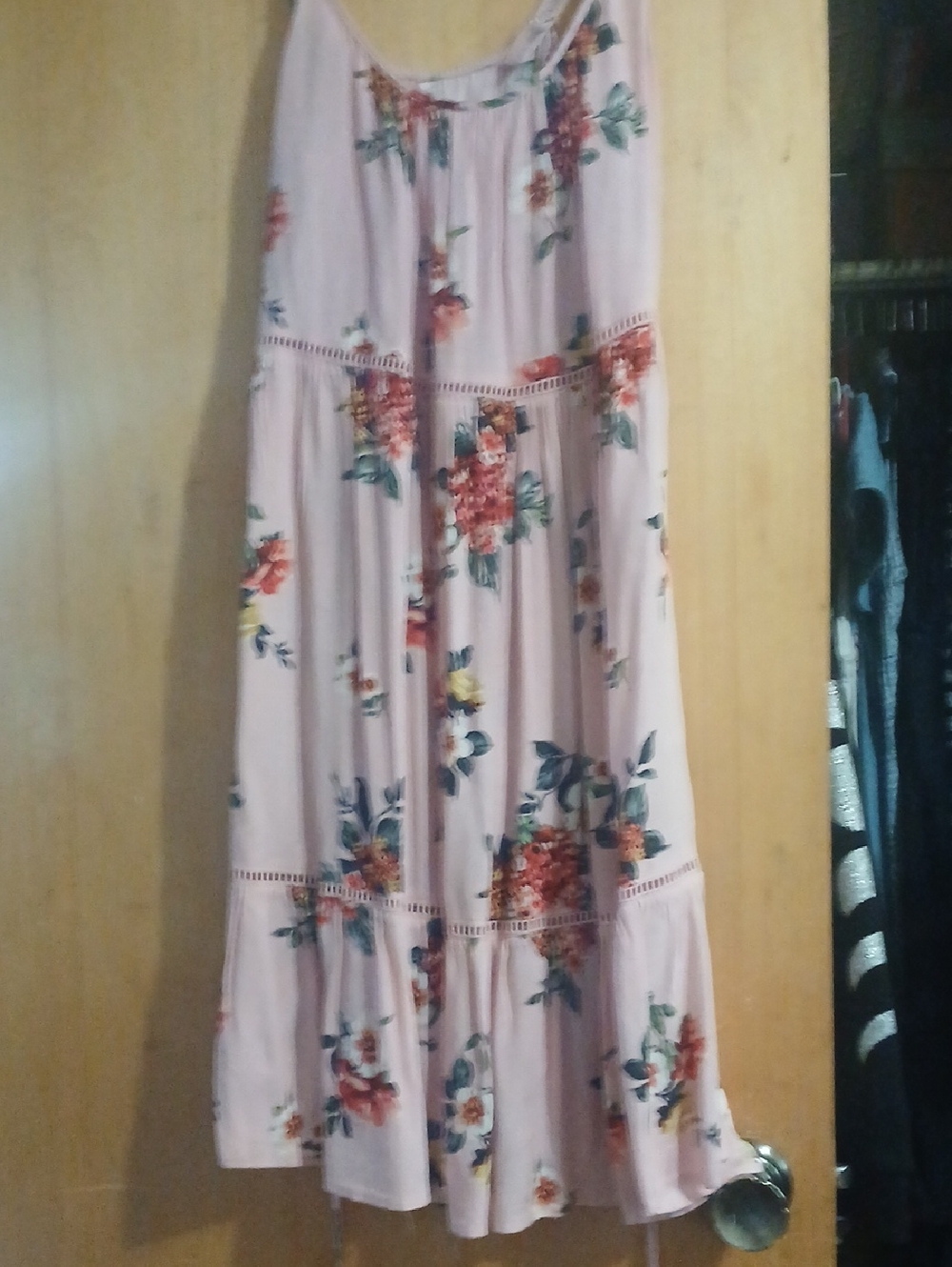 Xhilaration Peach Floral Tiered Summer Dress